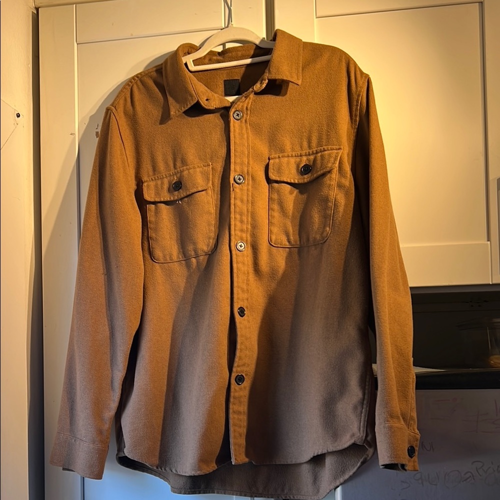 H&M Brown Lightweight Shirt Jacket with Relaxed Fit